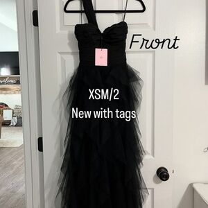Black Tiered One Shoulder Prom Gown